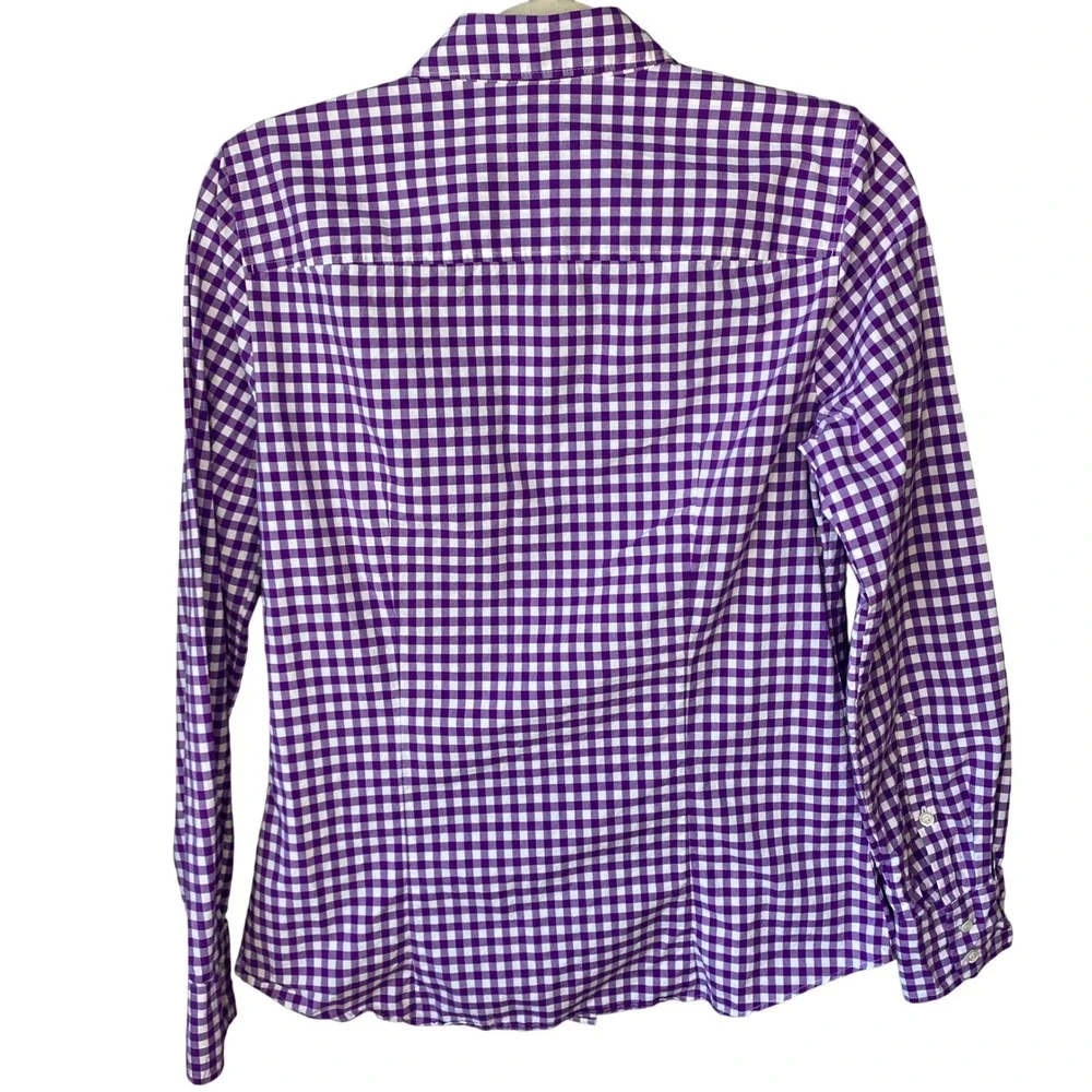 J.Crew The Perfect Shirt Womens Purple Gingham Check Button Down Long Sleeve M - Picture 2 of 11